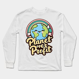 Planet Over Profit . EARTH DAY design Long Sleeve T-Shirt